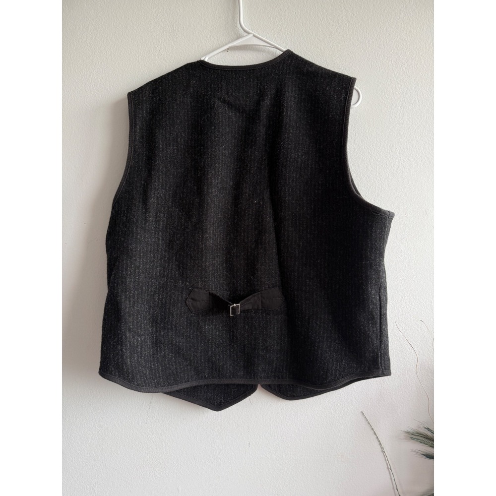 Woolrich Mens Wool Blend Pinstripe Snap‎ Front Cinch Back Vest Grey L 18409 - Picture 6 of 10